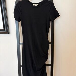 Treasure & Bond Black Short-Sleeve Midi Dress